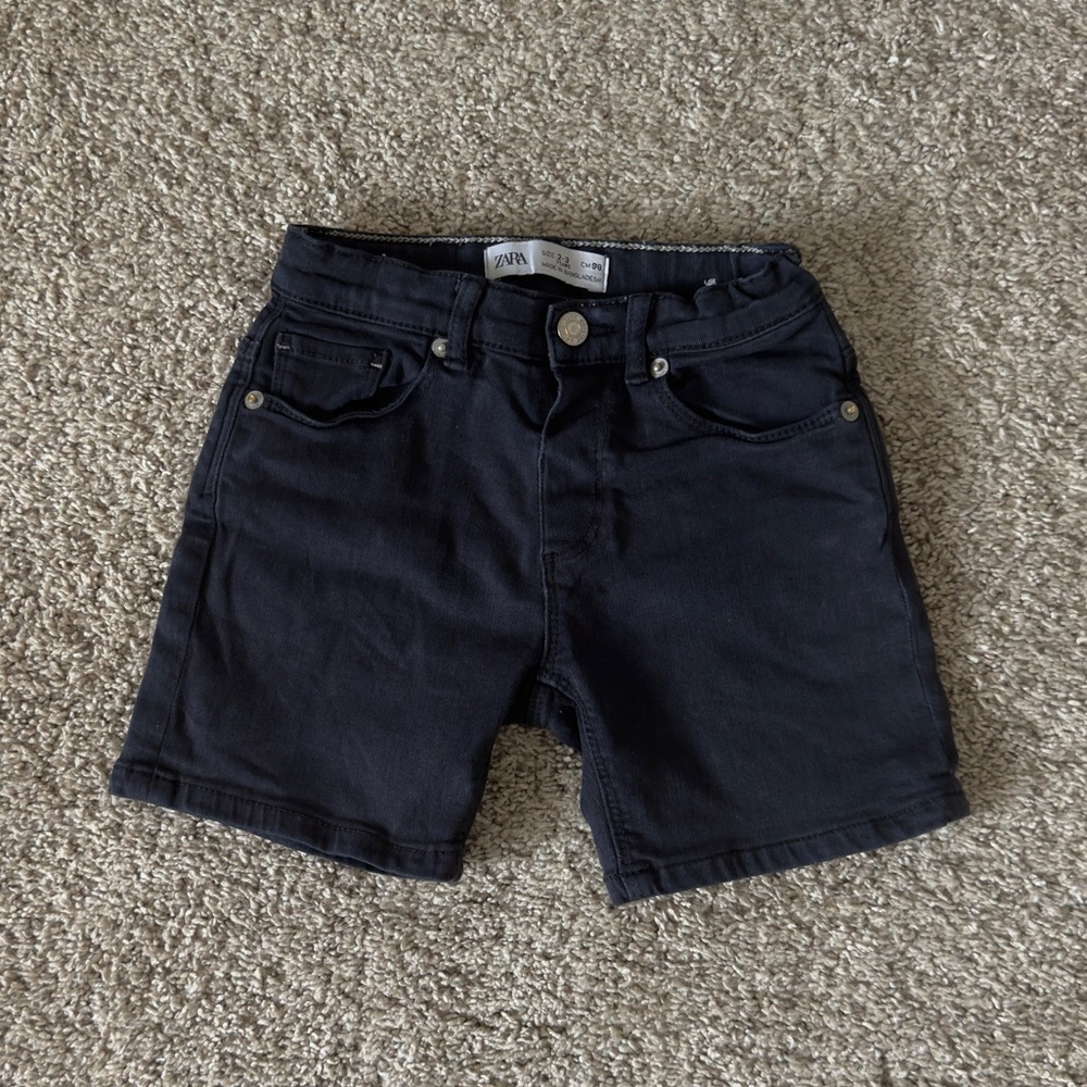 Zara toddler boys black denim jean shorts size 2-3 years